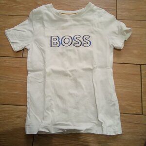 Boss boys tshirt white with blue logo size 4